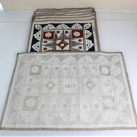 8-Hand Printed Linen Made in Fiji French Polynesian Placemats - Picture 5 of 9